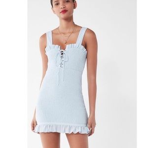 The East Order Baby Blue Smocked Ruffle Dress - XS